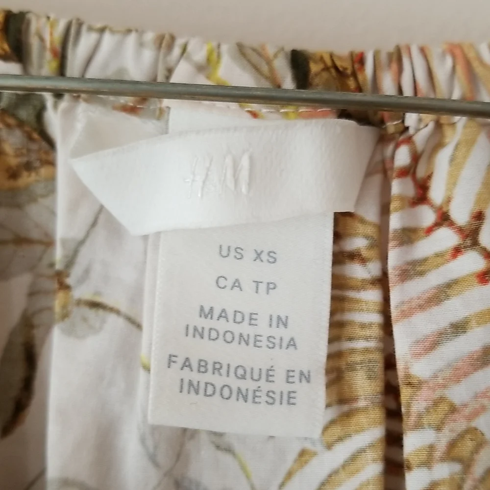 H&M botanical fern ginger poet gypsy jungle blouse - puff sleeve xs - Picture 5 of 6